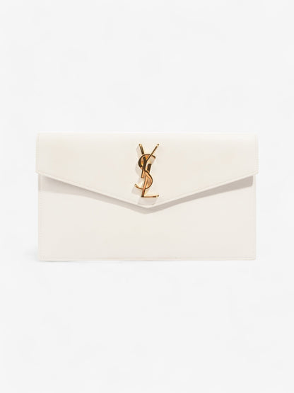 Saint Laurent Uptown Clutch Blanc Vintage Grained Leather