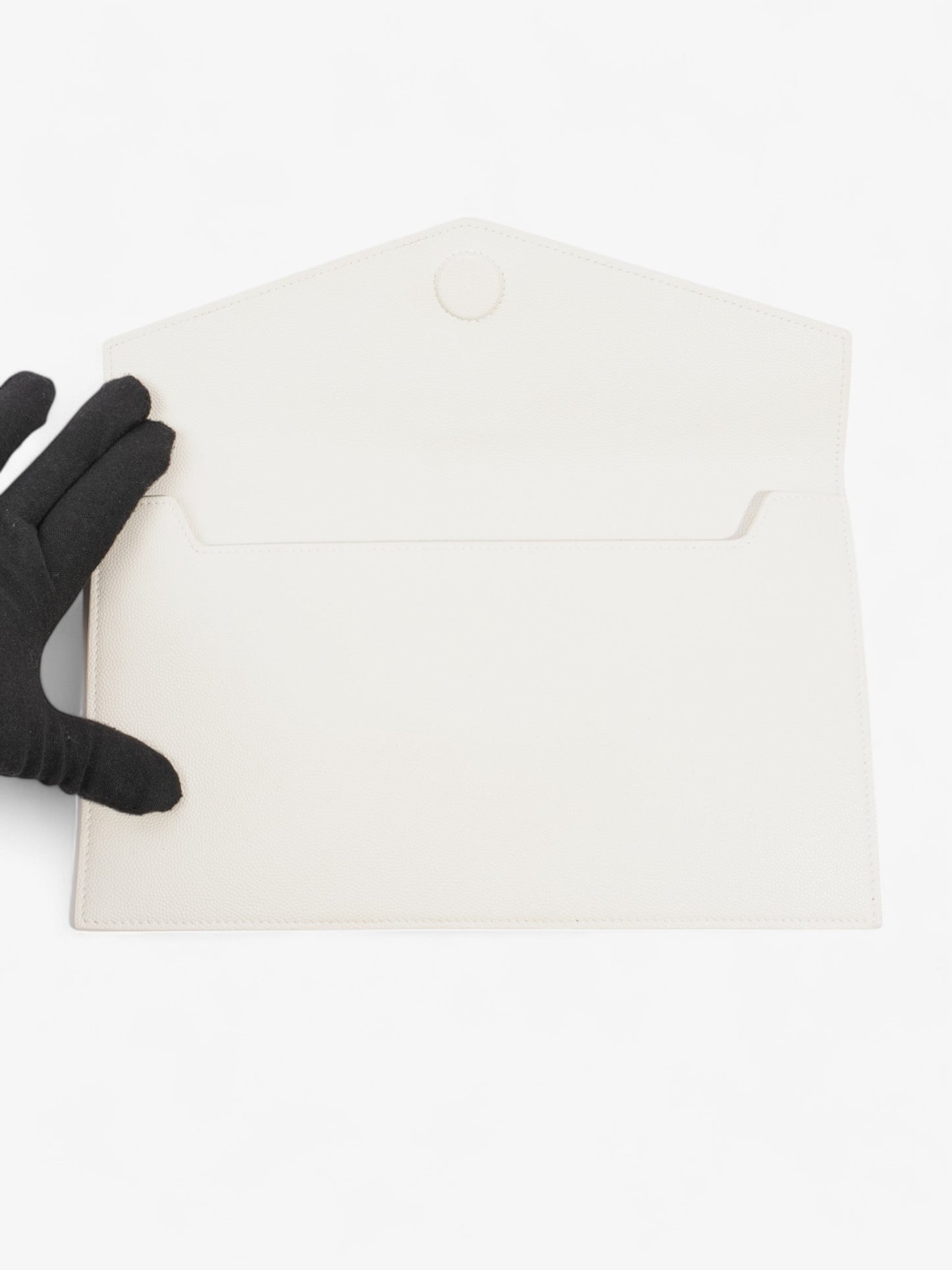 Saint Laurent Uptown Clutch Blanc Vintage Grained Leather