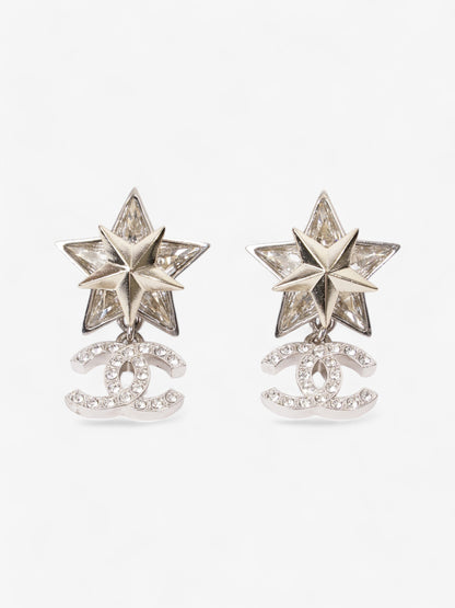 Chanel Star Drop CC Earrings Silver Base Metal