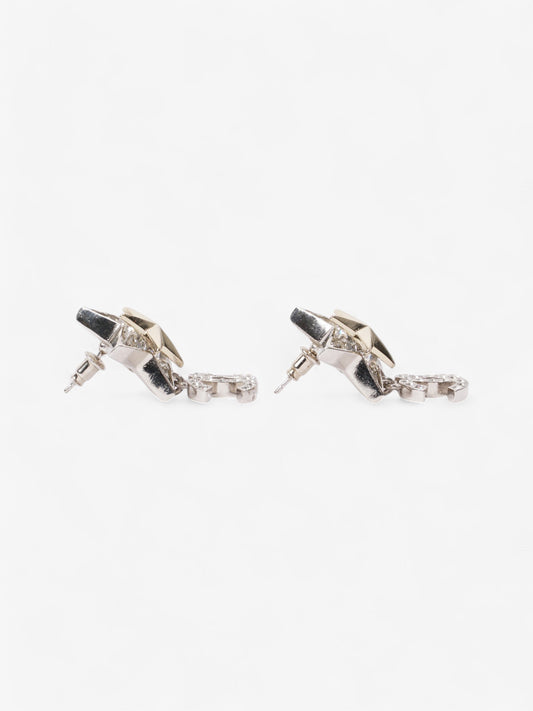 Chanel Star Drop CC Earrings Silver Base Metal
