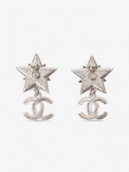 Chanel Star Drop CC Earrings Silver Base Metal