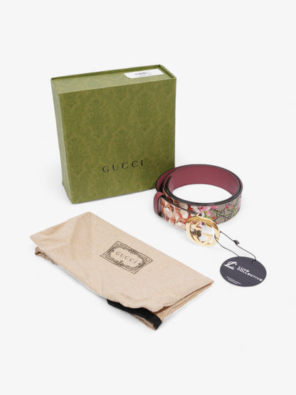 Gucci Interlocking G Belt GG Bloom / Gold Coated Canvas 85cm / 34"