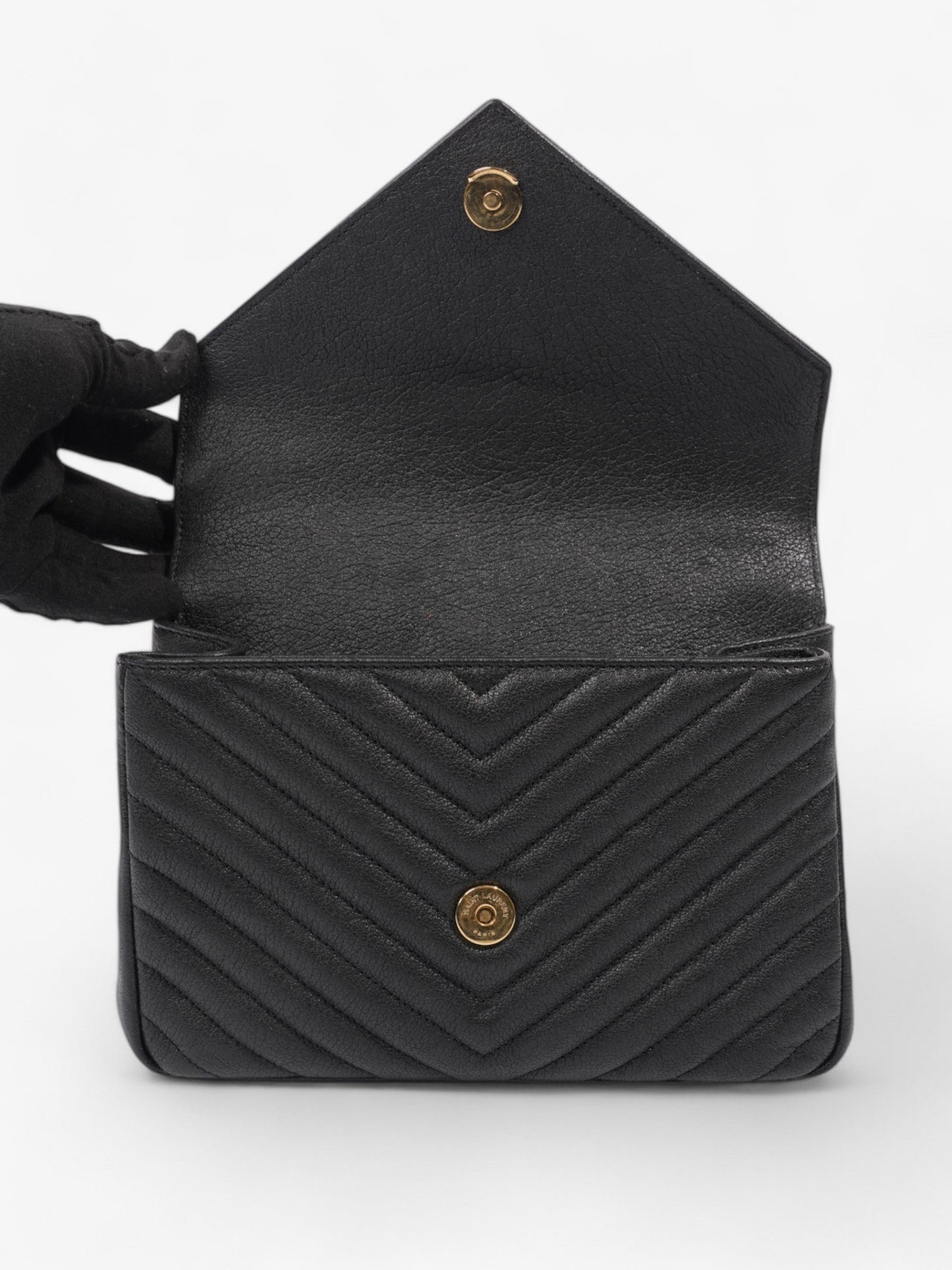 Saint Laurent College Black Lambskin Leather Medium