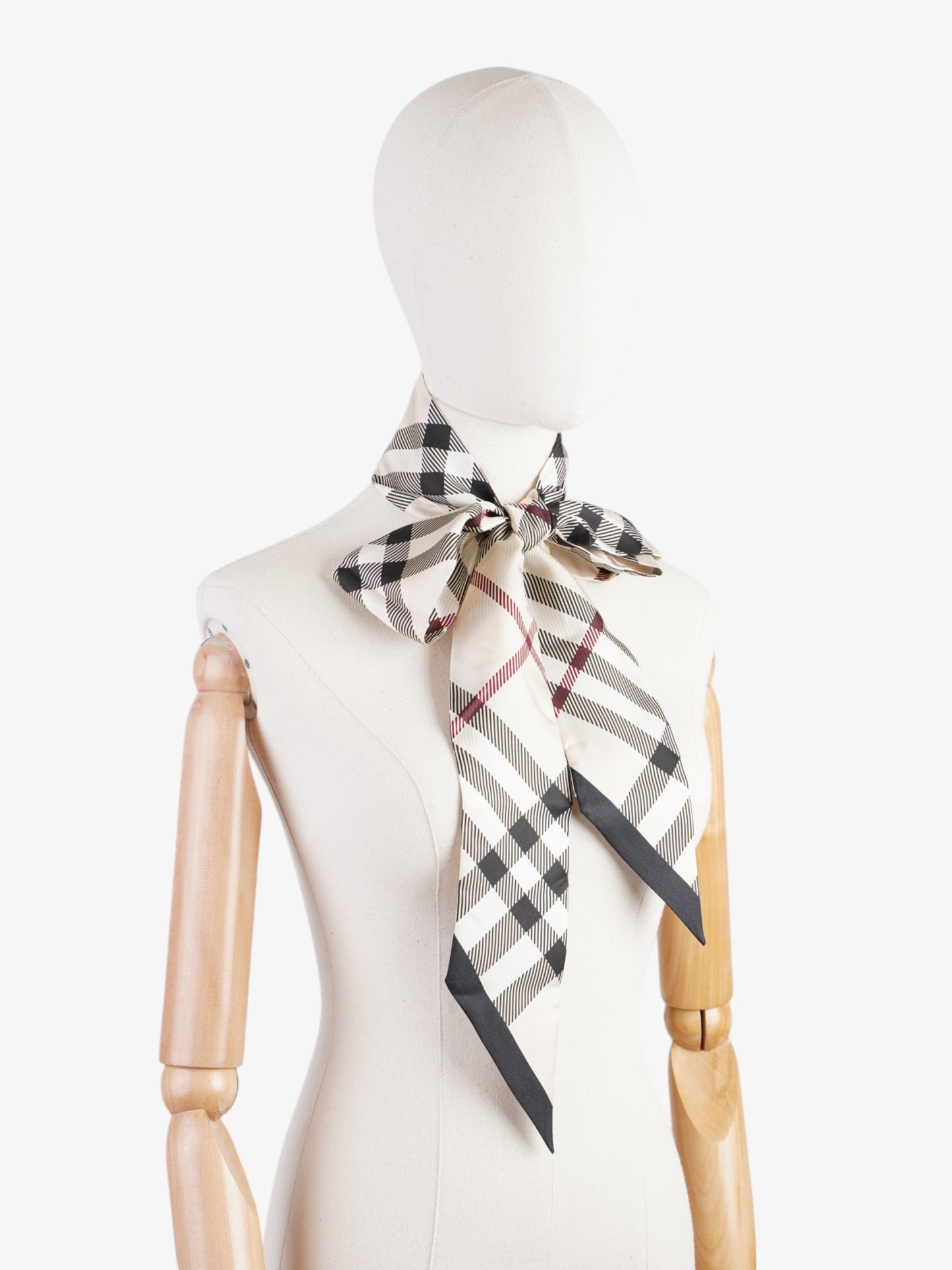 Burberry Large Vintage Reverse Lining Skinny Scarf Stone Silk