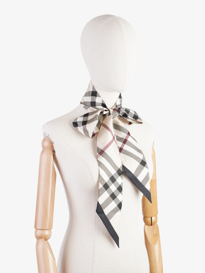 Burberry Large Vintage Reverse Lining Skinny Scarf Stone Silk