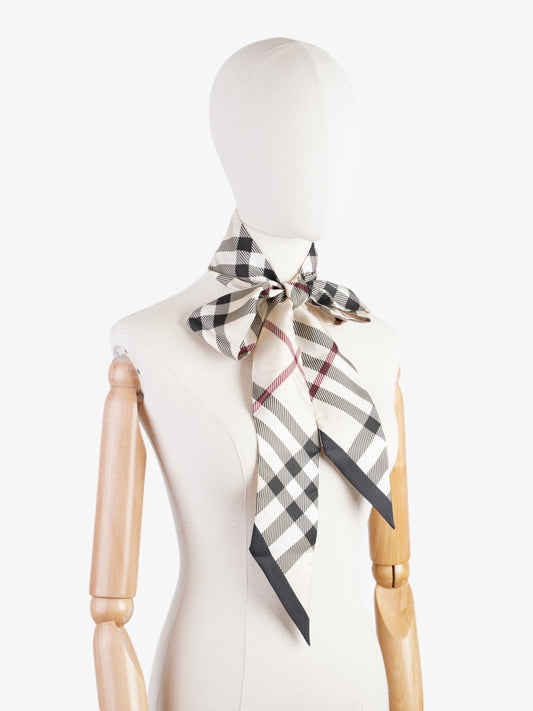 Burberry Large Vintage Reverse Lining Skinny Scarf Stone Silk
