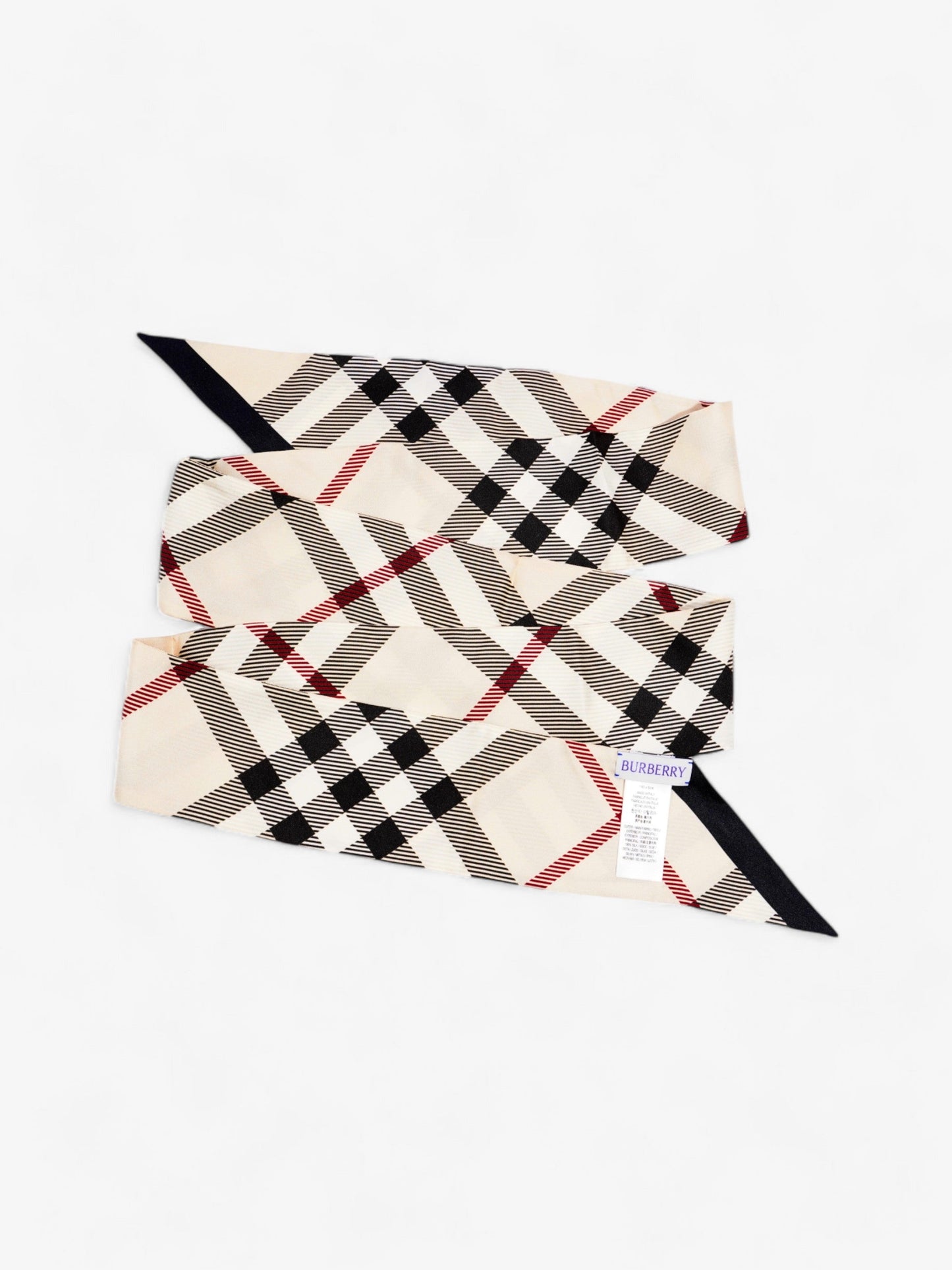 Burberry Large Vintage Reverse Lining Skinny Scarf Stone Silk