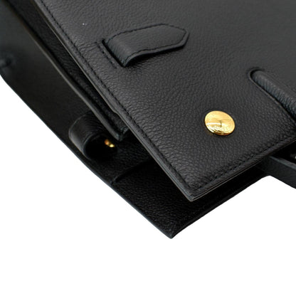BURBERRY Title Leather Tote Bag Black