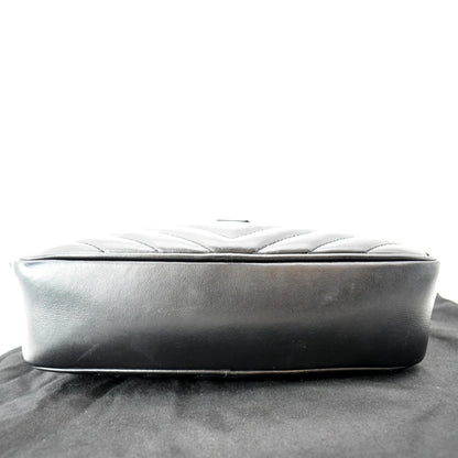 YVES SAINT LAURENT Lou Chevron Leather Camera Crossbody Bag Black