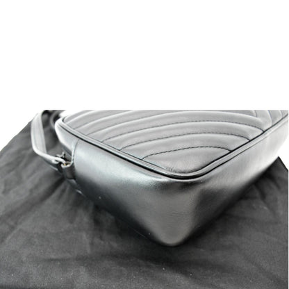 YVES SAINT LAURENT Lou Chevron Leather Camera Crossbody Bag Black