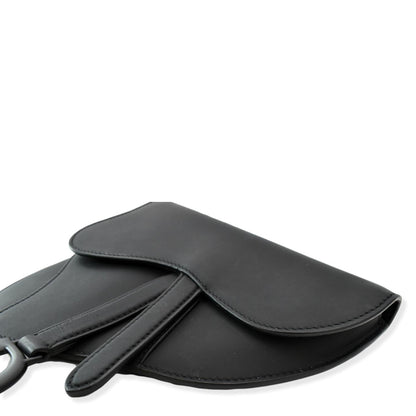 CHRISTIAN DIOR Saddle Mini Leather Shoulder Bag Black