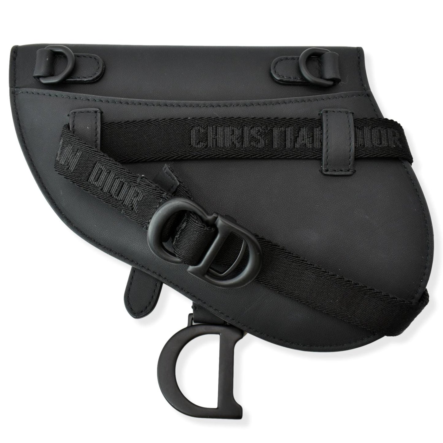 CHRISTIAN DIOR Saddle Mini Leather Shoulder Bag Black