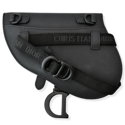 CHRISTIAN DIOR Saddle Mini Leather Shoulder Bag Black