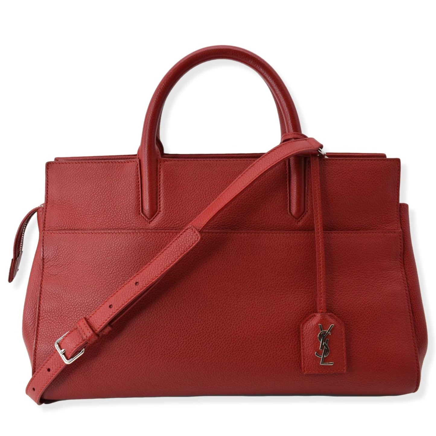 YVES SAINT LAURENT Cabas Rive Gauche Leather Small Satchel Bag Red