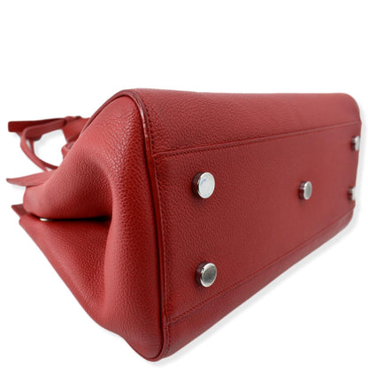 YVES SAINT LAURENT Cabas Rive Gauche Leather Small Satchel Bag Red