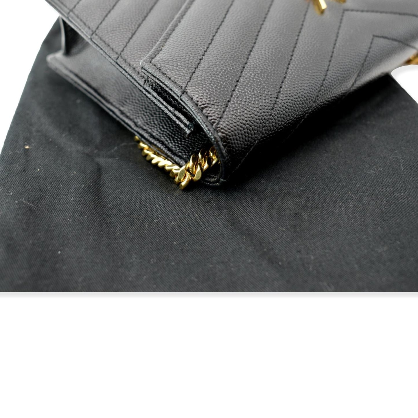 YVES SAINT LAURENT Envelope Monogram Leather Crossbody Chain Wallet Black