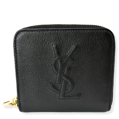 YVES SAINT LAURENT Grained Leather Zip Wallet Black