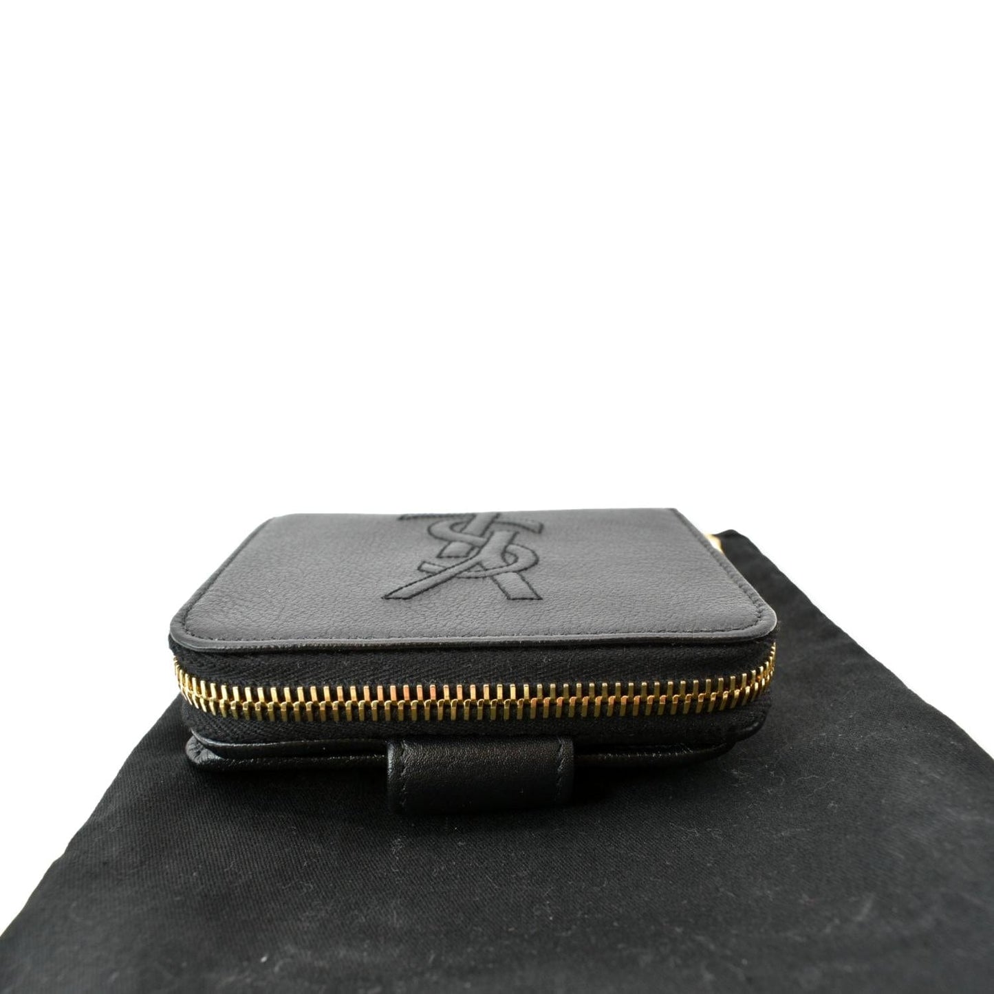 YVES SAINT LAURENT Grained Leather Zip Wallet Black