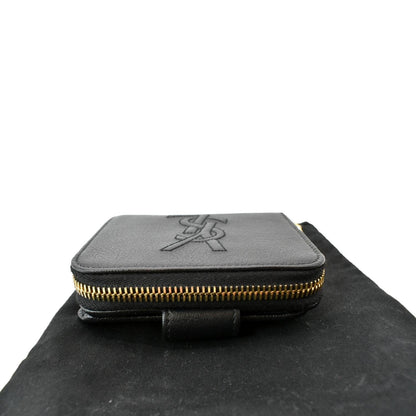 YVES SAINT LAURENT Grained Leather Zip Wallet Black