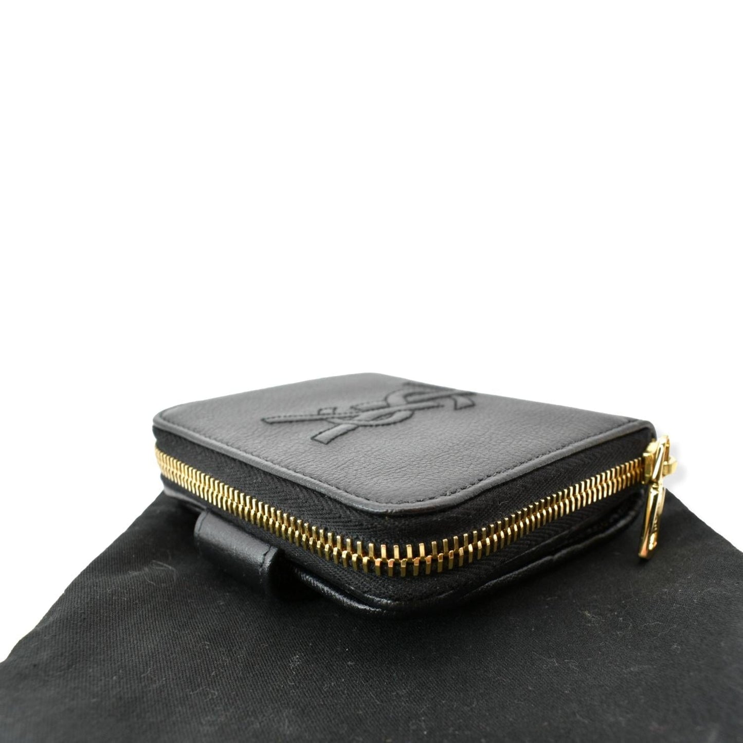 YVES SAINT LAURENT Grained Leather Zip Wallet Black