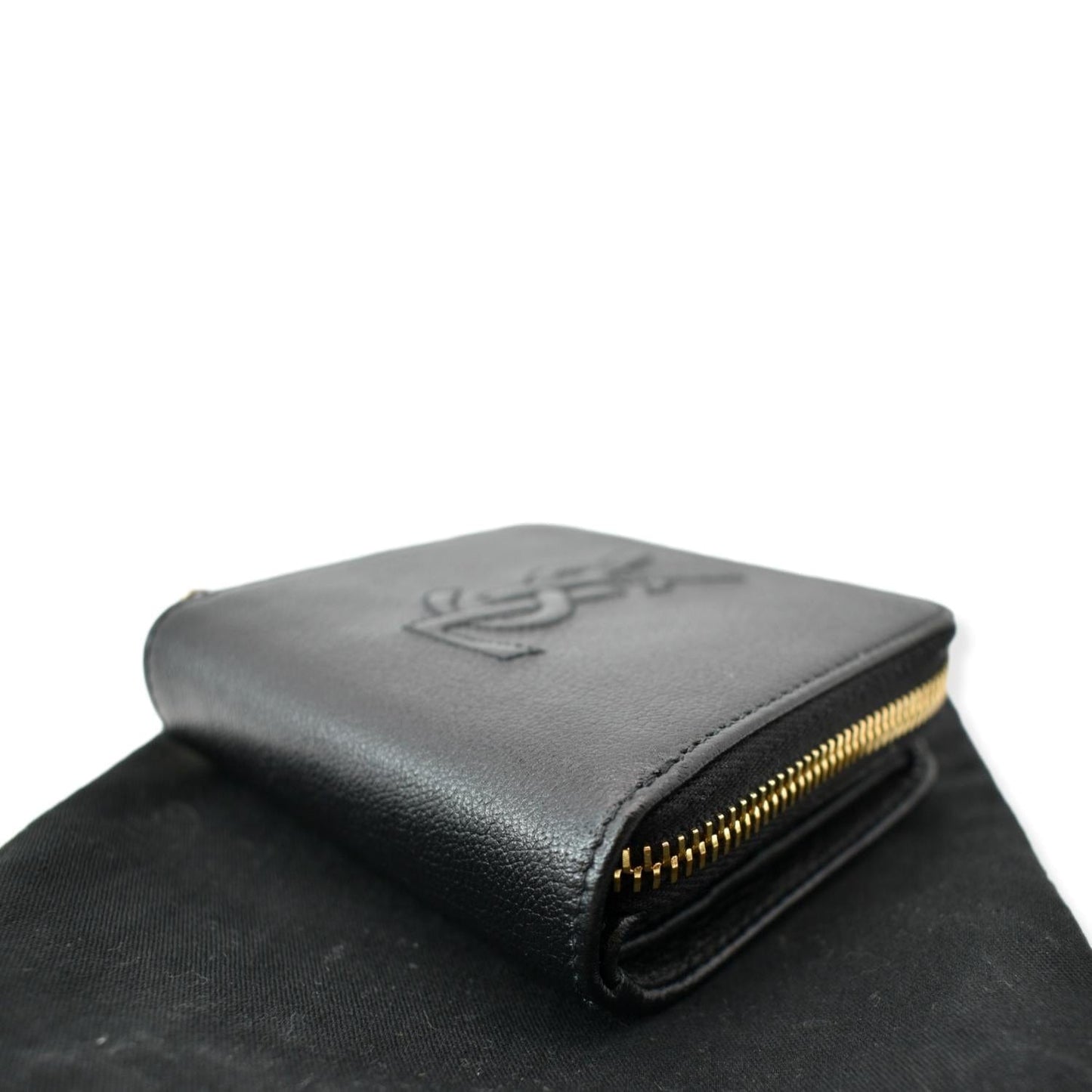 YVES SAINT LAURENT Grained Leather Zip Wallet Black
