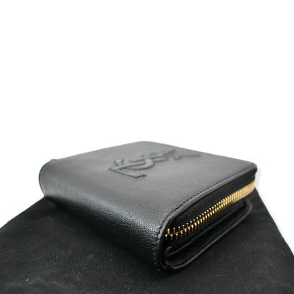 YVES SAINT LAURENT Grained Leather Zip Wallet Black