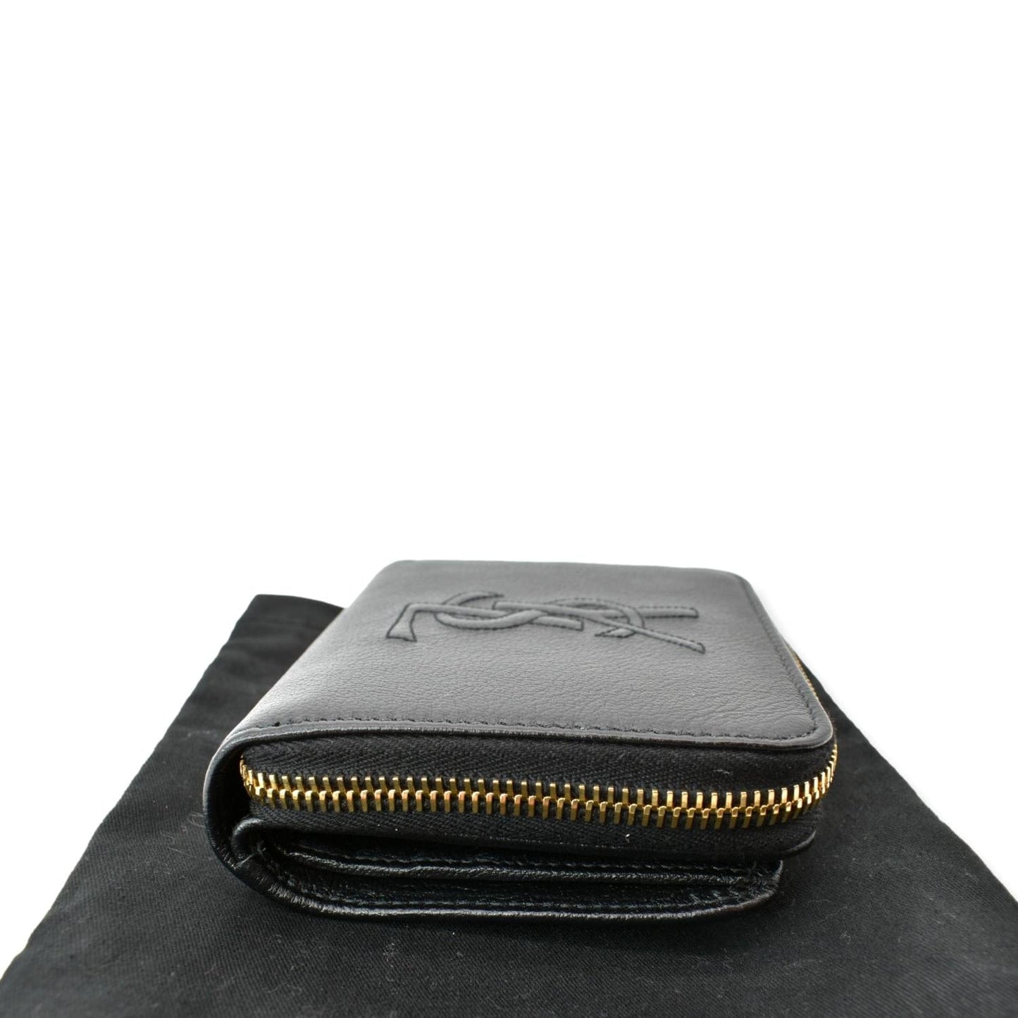YVES SAINT LAURENT Grained Leather Zip Wallet Black