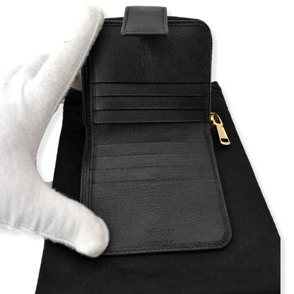 YVES SAINT LAURENT Grained Leather Zip Wallet Black