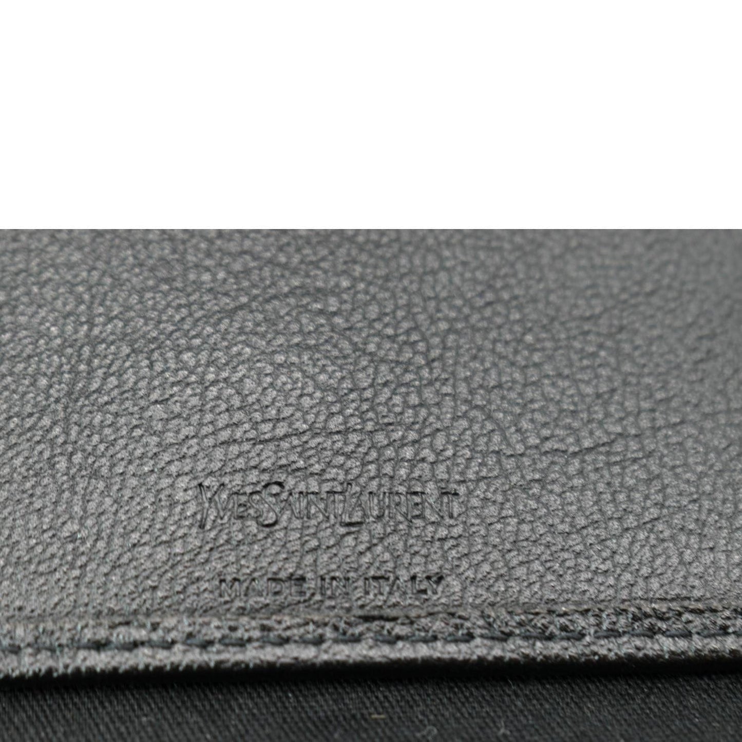 YVES SAINT LAURENT Grained Leather Zip Wallet Black