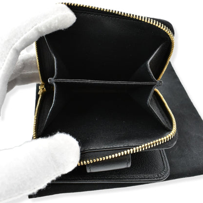 YVES SAINT LAURENT Grained Leather Zip Wallet Black