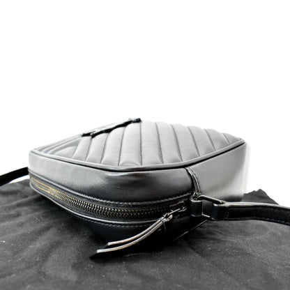 YVES SAINT LAURENT Lou Chevron Leather Camera Crossbody Bag Black
