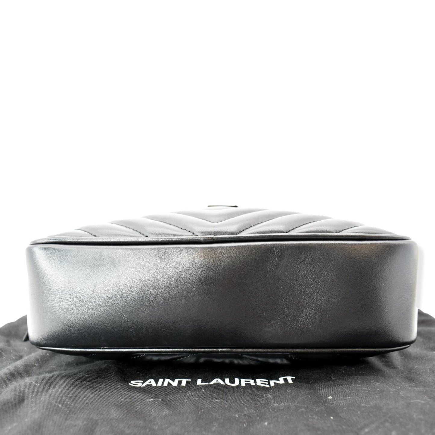 YVES SAINT LAURENT Lou Chevron Leather Camera Crossbody Bag Black