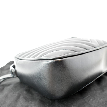 YVES SAINT LAURENT Lou Chevron Leather Camera Crossbody Bag Black