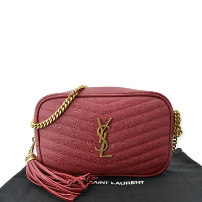 YVES SAINT LAURENT Mini Lou Leather Camera Crossbody Bag Red