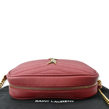 YVES SAINT LAURENT Mini Lou Leather Camera Crossbody Bag Red