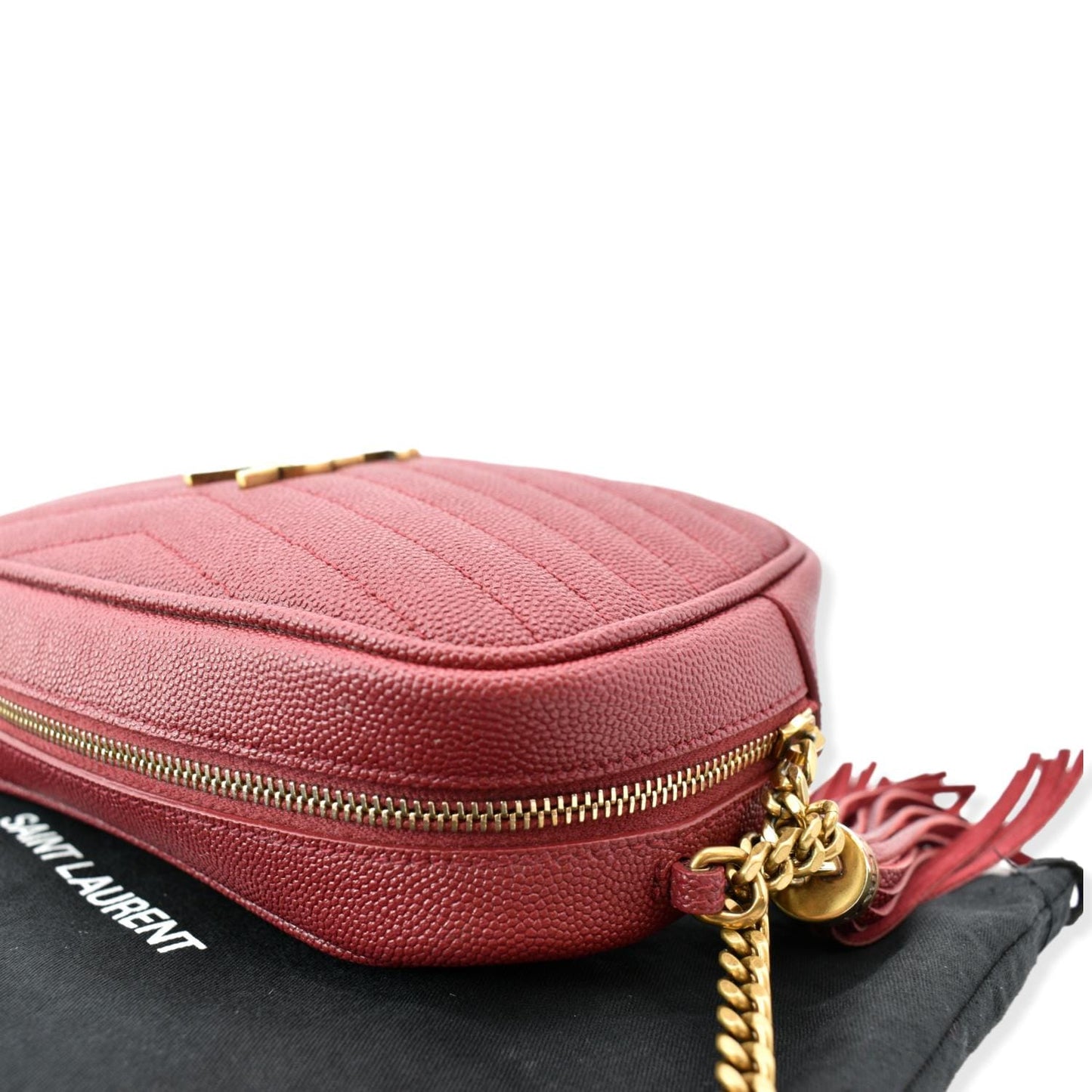 YVES SAINT LAURENT Mini Lou Leather Camera Crossbody Bag Red