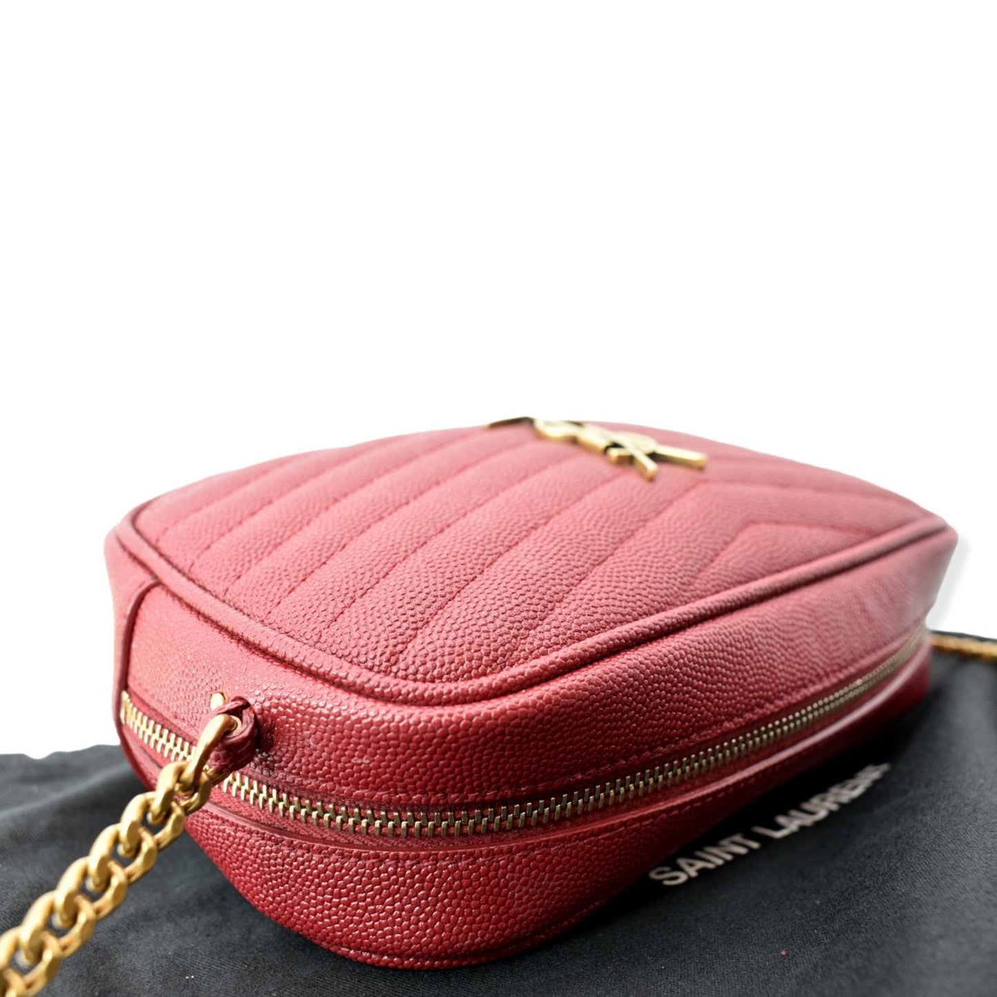 YVES SAINT LAURENT Mini Lou Leather Camera Crossbody Bag Red