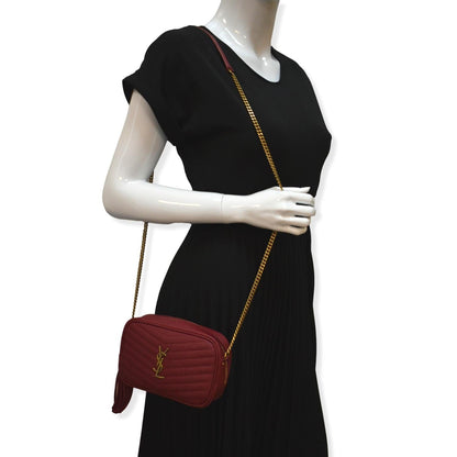 YVES SAINT LAURENT Mini Lou Leather Camera Crossbody Bag Red