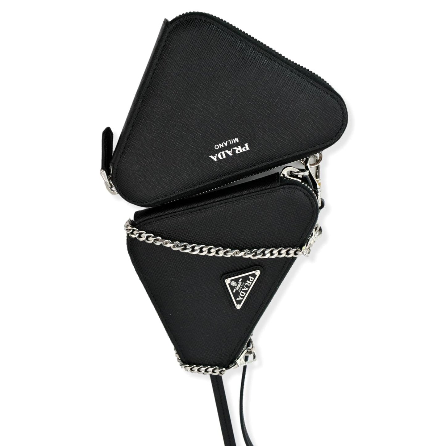 PRADA Mini Saffiano Leather Pouch Crossbody Bag Black
