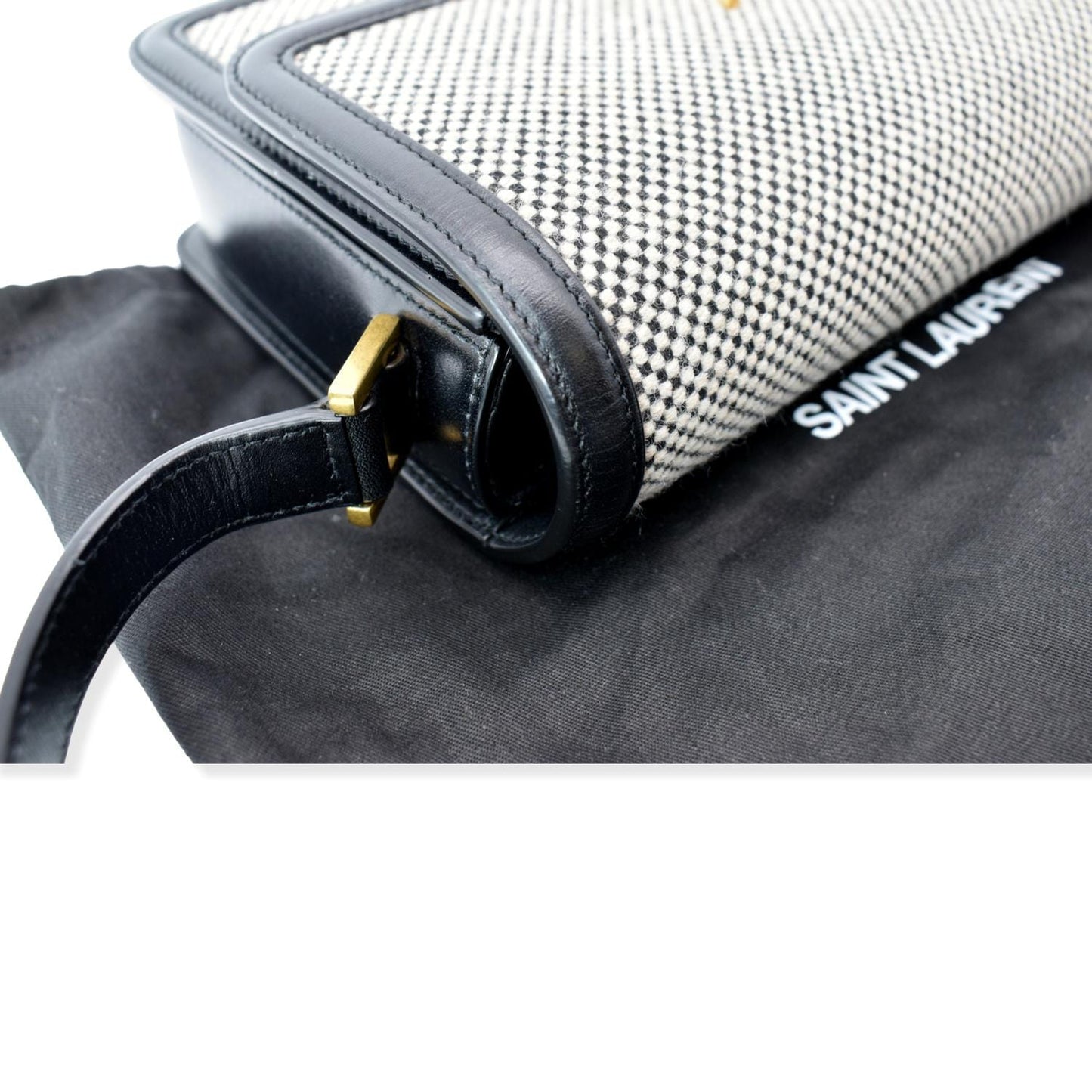 Yves Saint Laurent Solferino Medium Canvas and Leather Shoulder Bag White