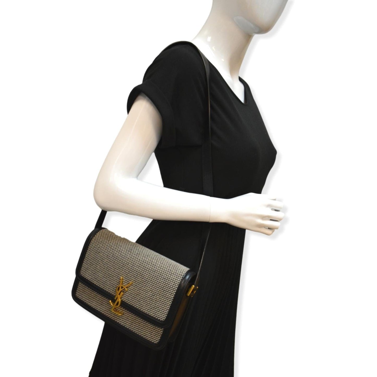 Yves Saint Laurent Solferino Medium Canvas and Leather Shoulder Bag White