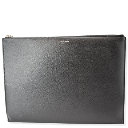Yves Saint Laurent Grain Leather Pouch Black