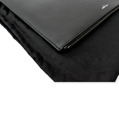 Yves Saint Laurent Grain Leather Pouch Black