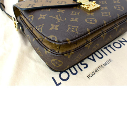LOUIS VUITTON Metis Pochette Reverse Monogram Canvas Crossbody Bag Brown