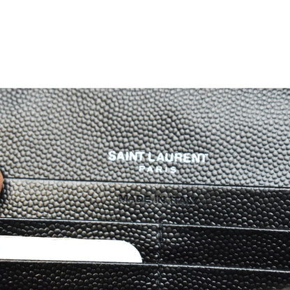Yves Saint Laurent Embossed Leather Wallet on Chain Shoulder Bag Black