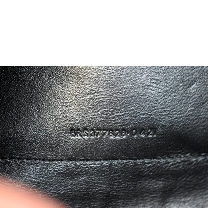 Yves Saint Laurent Embossed Leather Wallet on Chain Shoulder Bag Black