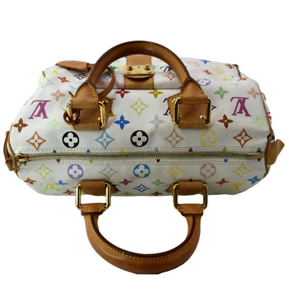 LOUIS VUITTON Speedy 30 Monogram Multicolor Satchel Bag White