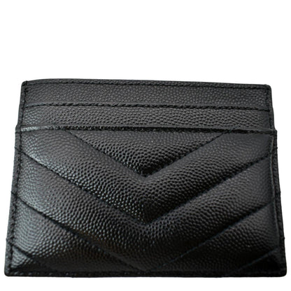 YVES SAINT LAURENT Monogram Grain Leather Card Case Black