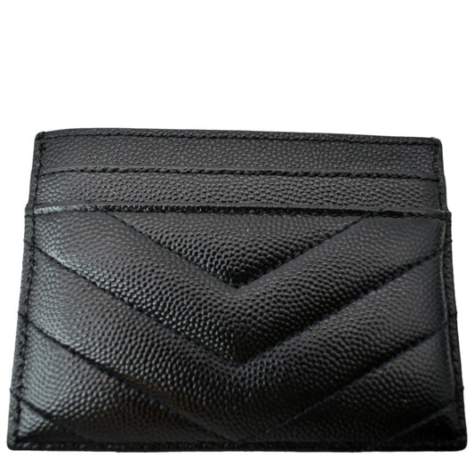 YVES SAINT LAURENT Monogram Grain Leather Card Case Black