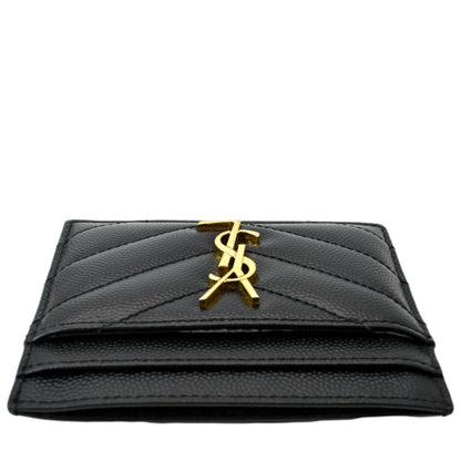 YVES SAINT LAURENT Monogram Grain Leather Card Case Black